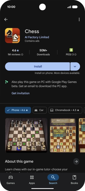 Press Install and follow the instructions on the screen to install the app.