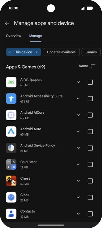 Press the required app.