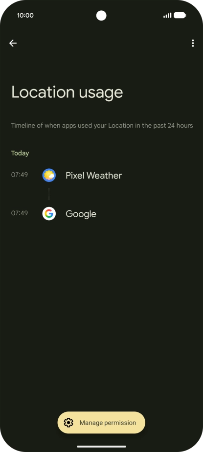 The total app activity for the selected phone function is displayed.