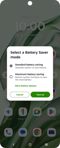 Press Turn on to turn on the function.