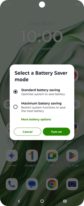Press Turn on to turn on the function.