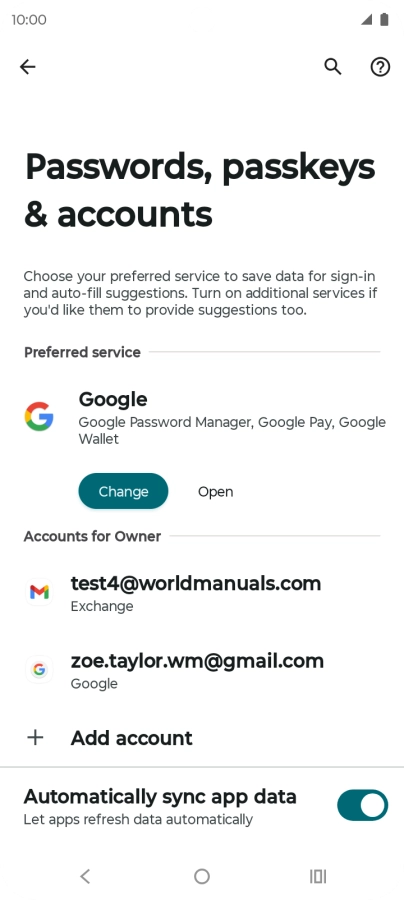 Press the required email account.