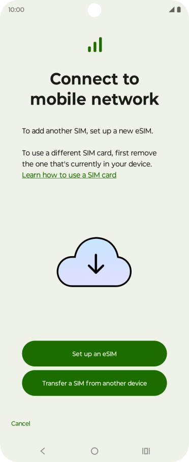 Press Set up an eSIM.