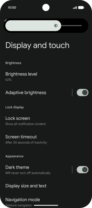 Drag the indicator right or left to set the brightness manually.