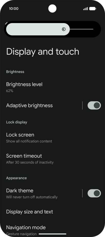 Drag the indicator right or left to set the brightness manually.