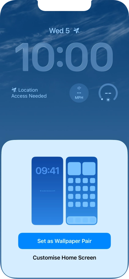 To use the same colour theme on the home screen, press Set as Wallpaper Pair.