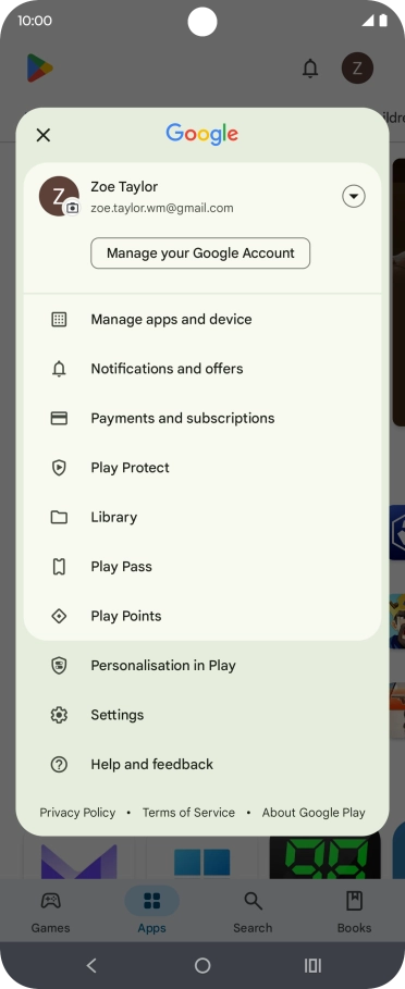 Press Manage apps and device.