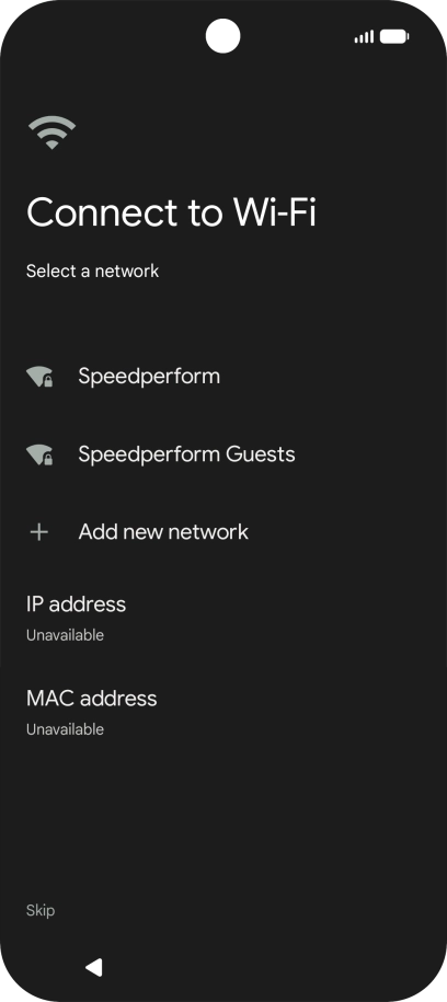 Press the required Wi-Fi network.