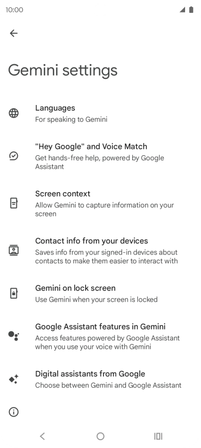 Press Digital assistants from Google.