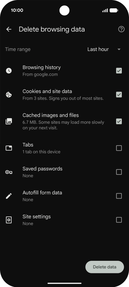 Press the fields next to the required data types.