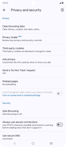 Press Clear browsing data.