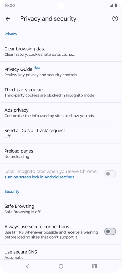 Press Clear browsing data.