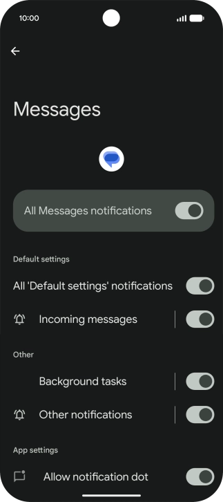 Press Incoming messages.