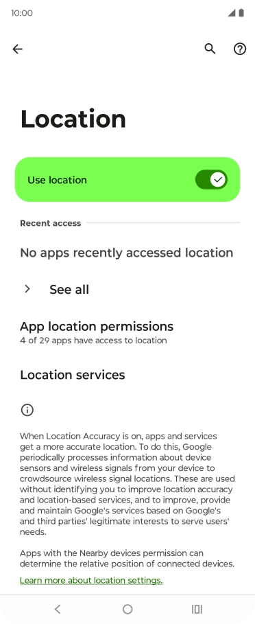 Press App location permissions.