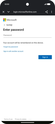 Press Password and key in the password for your email account.
