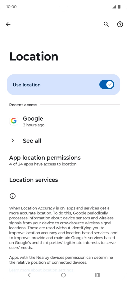 Press App location permissions.