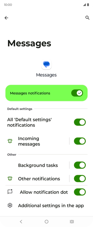Press Incoming messages.