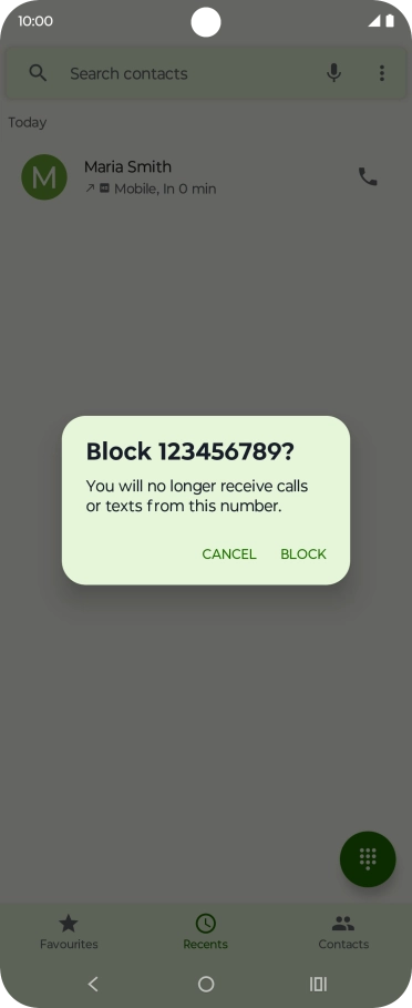 Press BLOCK to block the number.