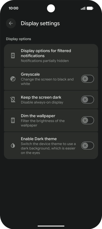 Press the required setting to turn display of the selected notification types on or off.