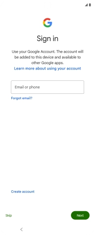 Press Email or phone and key in the username for your Google account.
