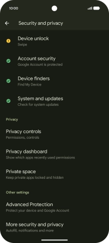 Press More security and privacy.