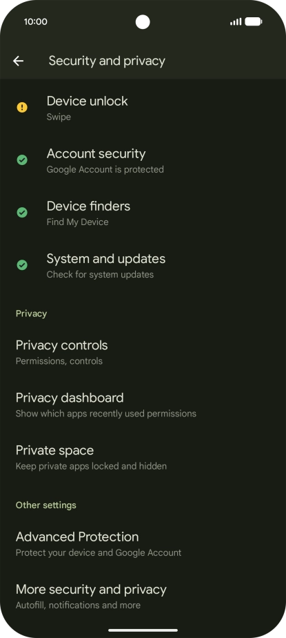 Press More security and privacy.
