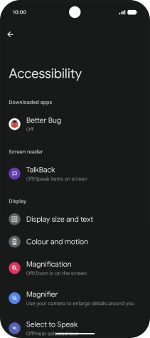 Press TalkBack and follow the instructions on the screen to select the required settings.