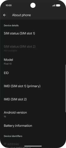 Your phone's software version is displayed below Android version.