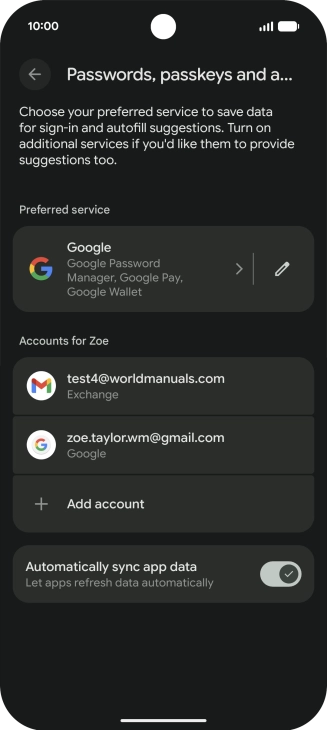 Press the required email account.