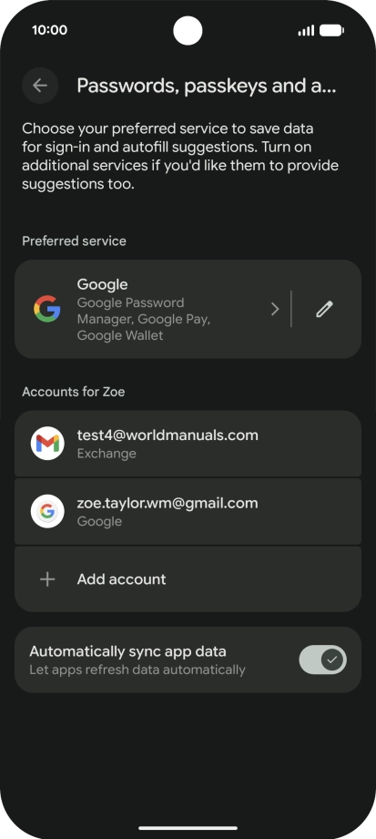Press the required email account.