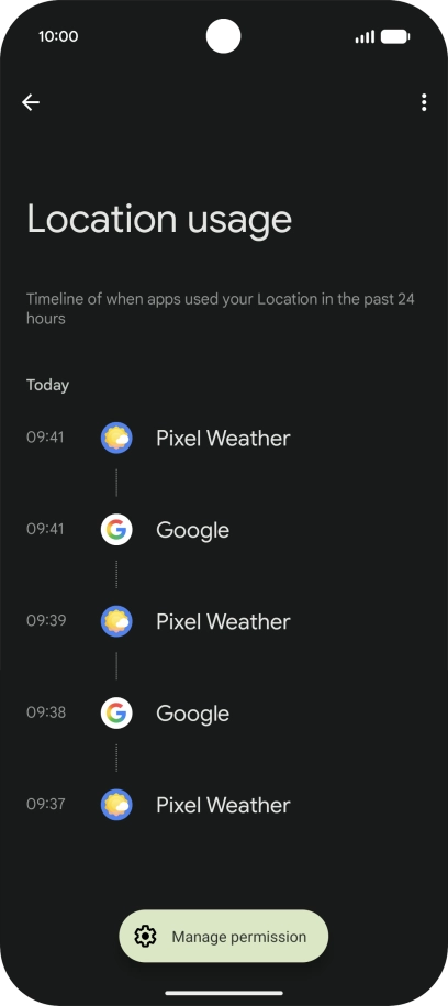 The total app activity for the selected phone function is displayed.