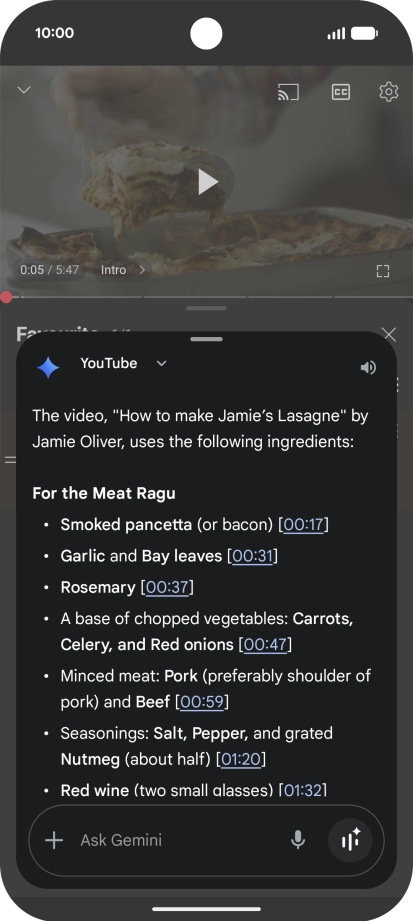 The answer from Gemini to your question is displayed.
