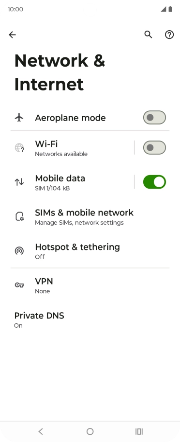 Press SIMs & mobile network.