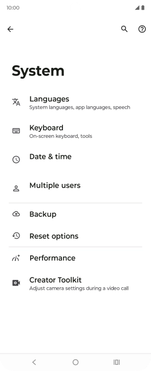 Press Reset options.