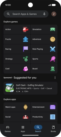 Press the search field.