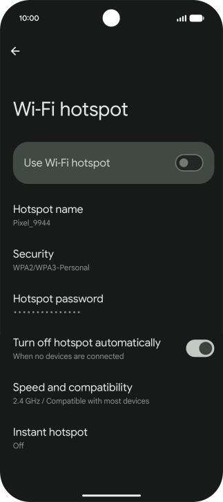 Press Hotspot name.