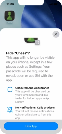 Press Hide App.