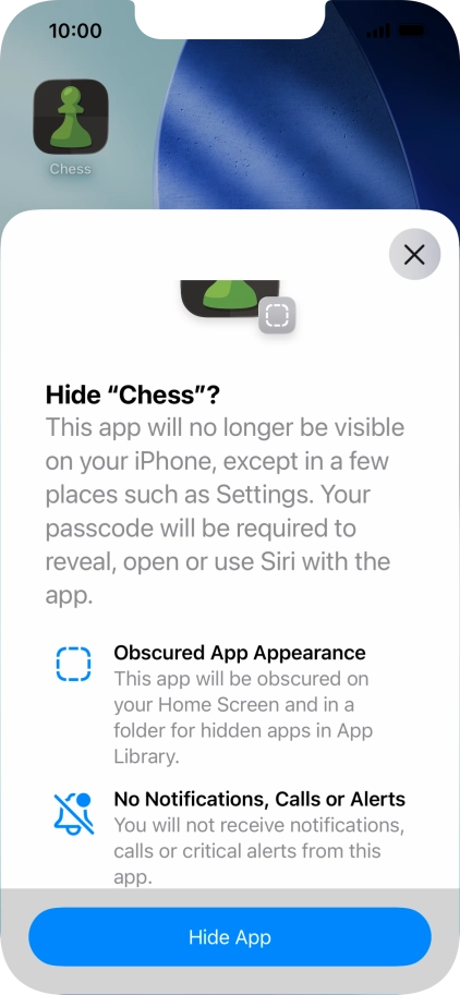 Press Hide App.