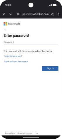 Press Password and key in the password for your email account.