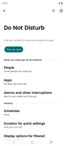 Press Turn on now to turn on Do Not Disturb.