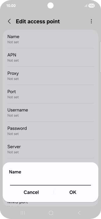 Key in Vodafone Internet and press OK.