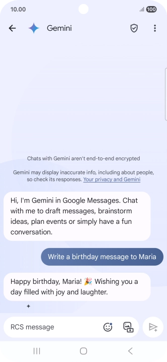 The text suggestion from Gemini is displayed.