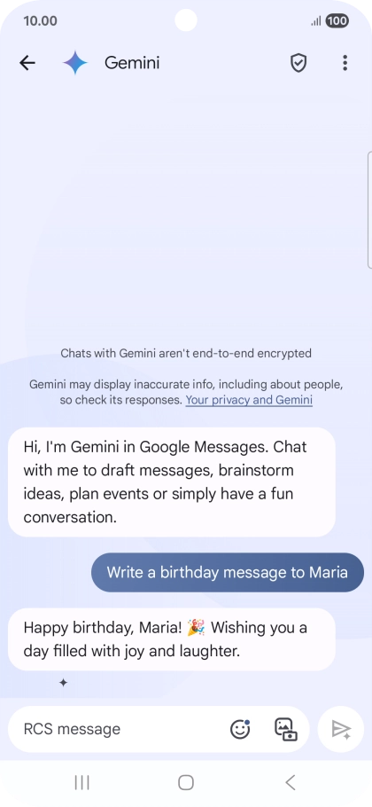 The text suggestion from Gemini is displayed.