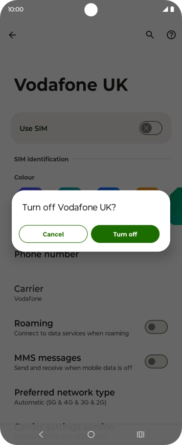 If you turn off the function, press Turn off.