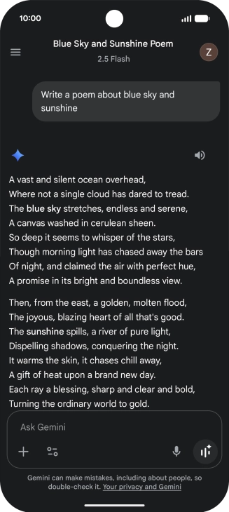 You can ask Gemini to generate a text based on your description.