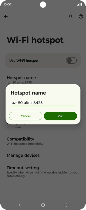 Key in the required Wi-Fi hotspot name and press OK.
