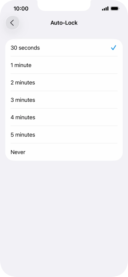 Press the required setting.