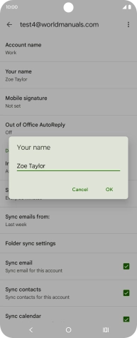 Key in the required sender name and press OK.