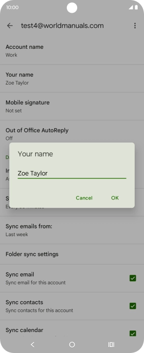 Key in the required sender name and press OK.