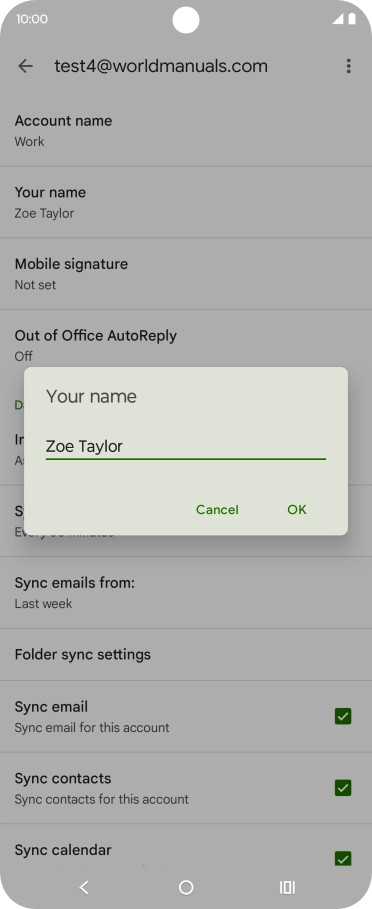 Key in the required sender name and press OK.